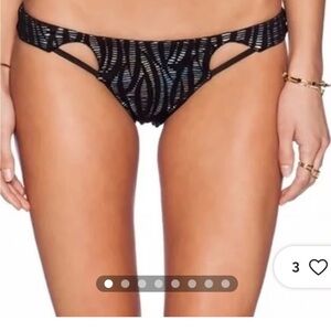 Beach bunny Black live wire Cutout Bikini Bottom hologram backing NWT large.
